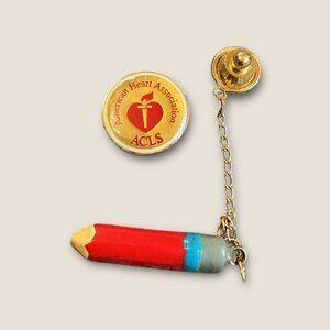 American Heart Association Pin/ Tie Tack With Pencil